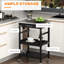 Îlot de cuisine - plateau de table en acier inoxydable avec support à vin et tiroir, plateau de service polyvalent et polyvalent