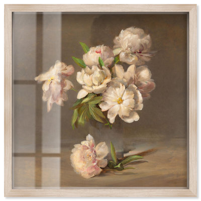 Porter Peonies in a Vase Shadowbox Print Vintage Floral Art by Art Remedy