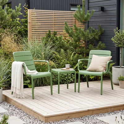 ORLA Side Table with 2 ORLA Lounge Chairs Set Taupe