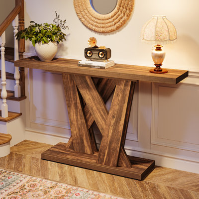 Console 55 po, table d'entrée avec base géométrique