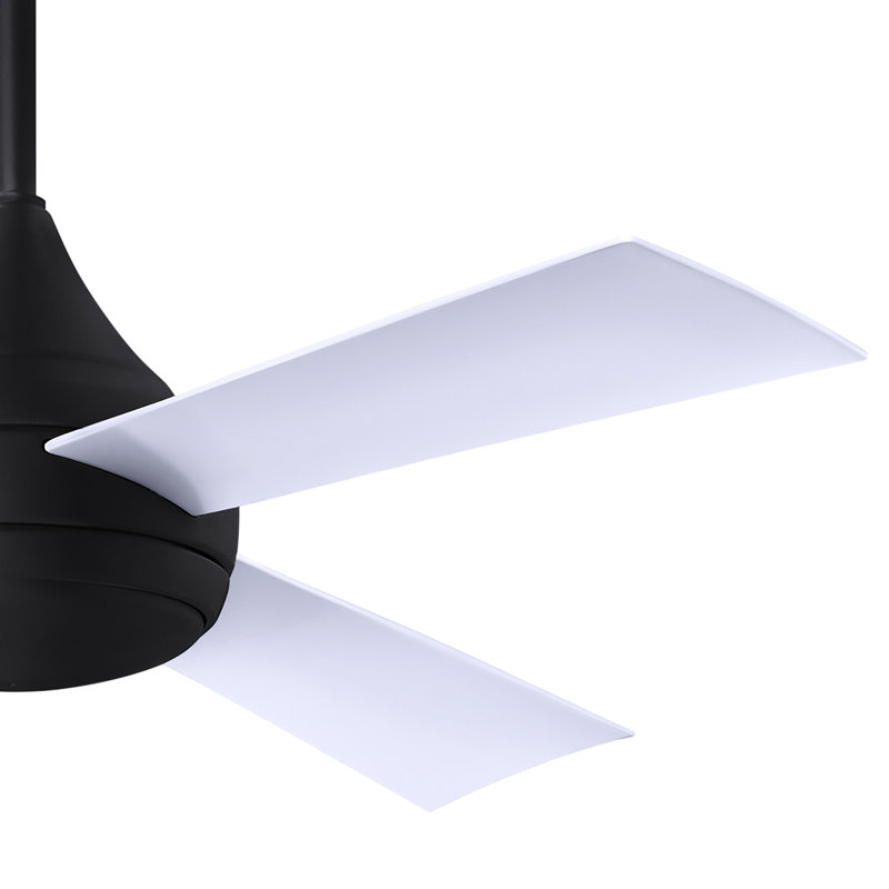 Donaire LED Outdoor Downrod Ceiling Fan, Matte Black, Gloss White
