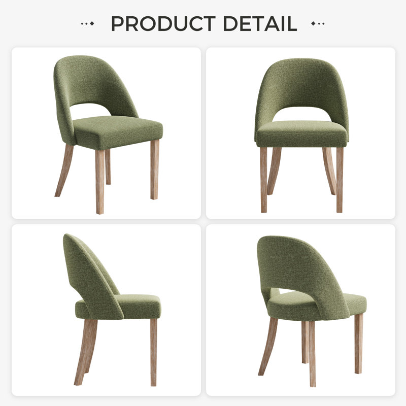 Engstrom  Upholstered Dining Chairs Set Of 4, Modern Dining Room Kitchen Side Chair With Padded Seat & Wood Legs, Green, 4