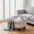 Grey White Corduroy Storage Ottoman, Tufted Upholstered Footrest with Solid Wood Frame for Living Room