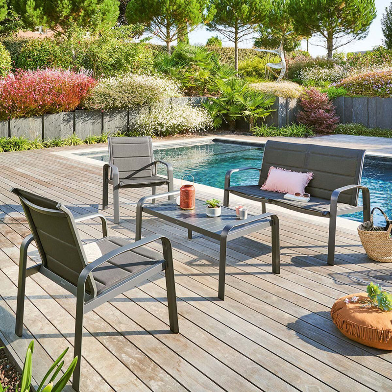 Shutesbury Metal 4 - Person Seating Group, Anthracite