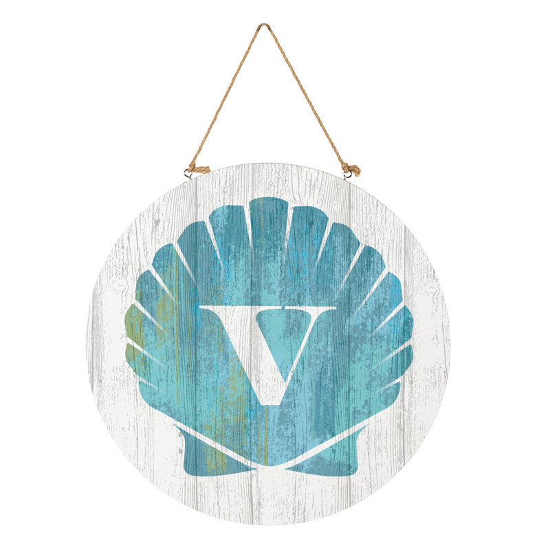 Monogramme de coquille décorative de porte côtière V 18 po