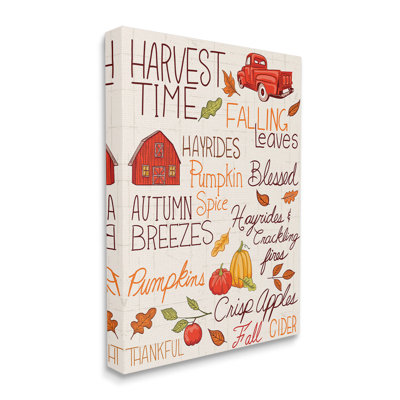 Harvest Time Phrases Canvas Wall Art Design By Diane Labombarbe