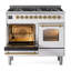 Cuisinière ILVE Nostalgie II Series 40 po à double combustible avec 6 brûleurs scellés (propane liquide, porte vitrée)-1057521002-1057521003