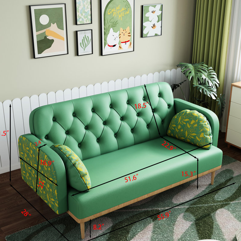 Tulipe - Cuir d'ameublement rembourré 2 places moderne, coussins décoratifs en forme de boulette moelleuse, fabrication en bois massif pour plus de stabilité, étapes d'assemblage simples avec base Elegance Two et base