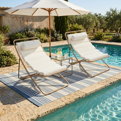 Outdoor Folding Rattan Patio Chair with Adjustable Backrest