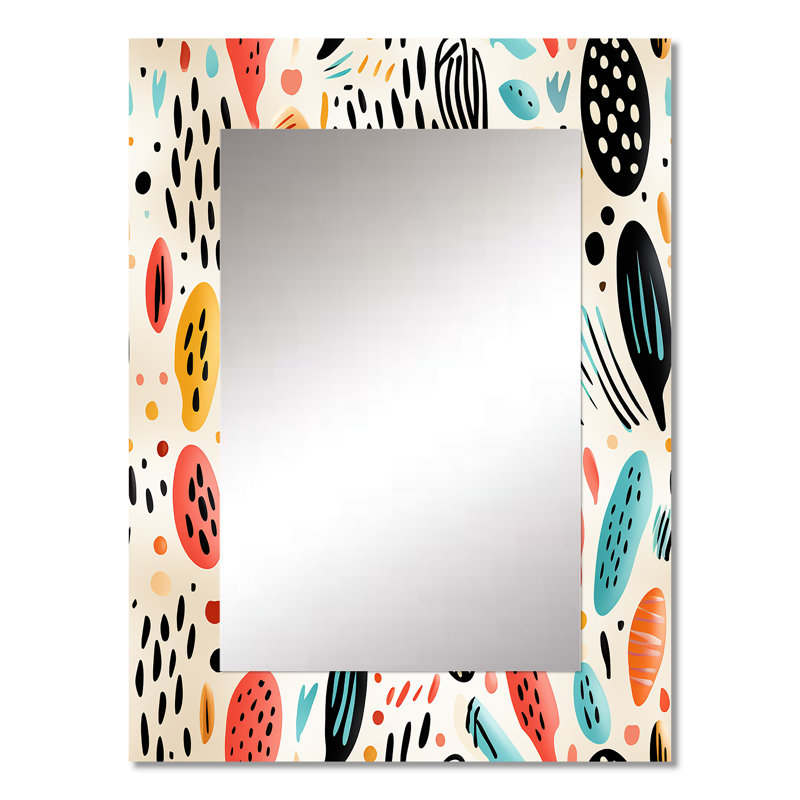 Aigner Light Color Tribal Animals Pattern - Geometric  Unique Wall Mirror Decor, Geometric Large Mirror, Printed Metal Art