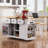 53Inch Large Kitchen Island With Drop Leaf, Power Outlet, Door Internal Storage Rack, Rolling Kitchen Cart On 5 Wheels With 5 Open Side Racks For Kitchen, Dining Room,White(Not Include Bar Stools)-1381508720