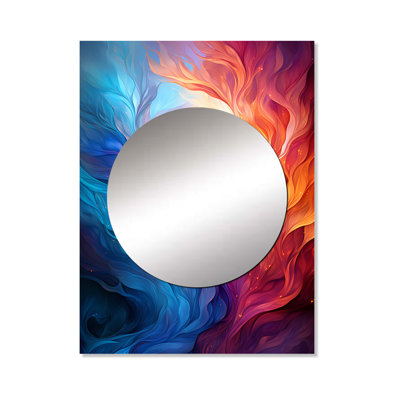 Inesse Yellow Orange Abstract Fractal Infinite Symphony - Fractals Wall Mirror, Yellow Decorative Mirror, Printed Metal Art