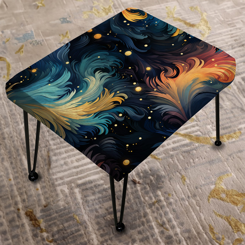 Tourbillon rectangulaire bleu sarcelle et orange Ikat