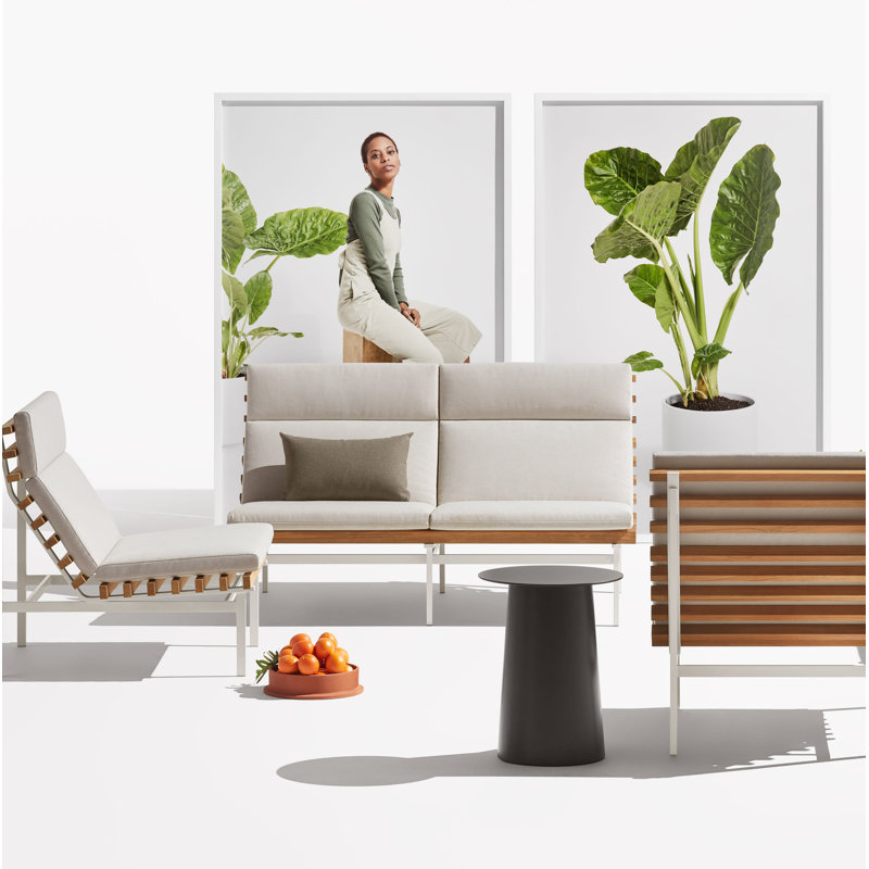 Perch Outdoor 2 - Seat Loveseat, Sunbrella Linen, White