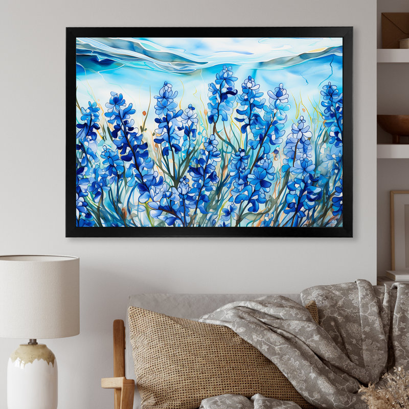 «Calming Blue Bonnets Floral Field II», impressions sur toile de champ de fleurs, H 34 po x l 44 po x P 0,5 po
