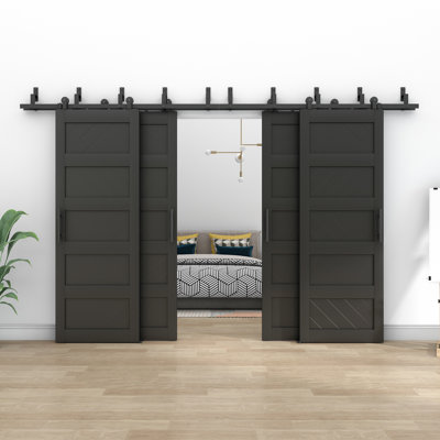 Double Bypass Barn Door Doors Manufactured Wood Wave Design Barn Door With Installation Hardware Kits