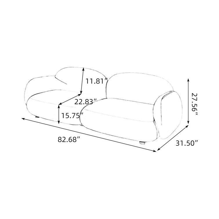 Rowan 91.3'' Wool Round Arm Modular Sofa Eureka Ergonomic