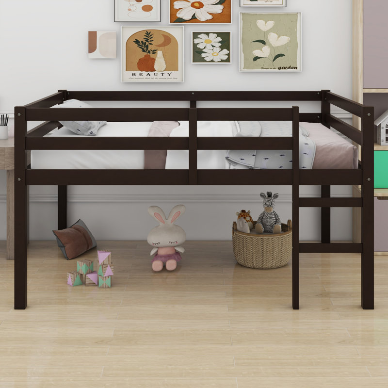 Lit mezzanine en bois avec échelle, Espresso
