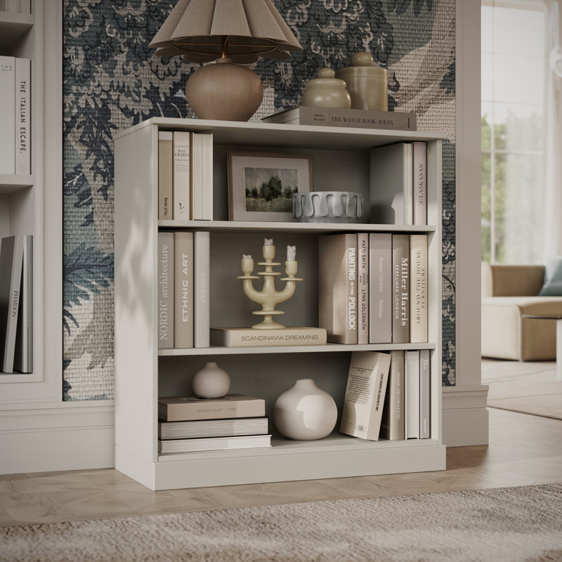 Leanardo 100% Solid Wood Modular Storage Cabinet with Adjustable Shelves, 32" Wide x 35.75" Tall, Off White