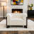 Upholstered Beige Chenille Modern Curved Arm Design Armchair With Solid Wood Legs-1496703145