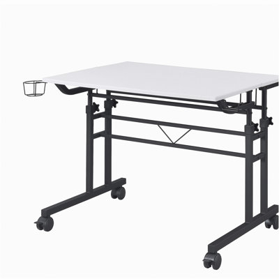 Mobili adjustable height mobile writing desk - equipped with movable shelves and locking wheels