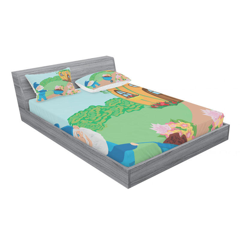 Gnome Microfiber Sheet Set, Full Sheet Set with Fitted Sheet