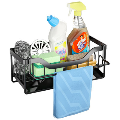 Over The Sink Organizer Rack With Drainage Basket, No Drilling Required Wall-Mounted Utensil Holder For Kitchen