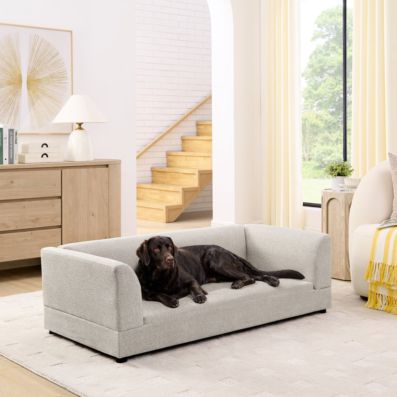 Confortable animal de compagnie surdimensionné pour les chiens de taille moyenne et grande - conception rectangulaire beige moderne, 56,5 po x 26 po x 17 po, conception de stabilité à pattes courtes avec accès facile