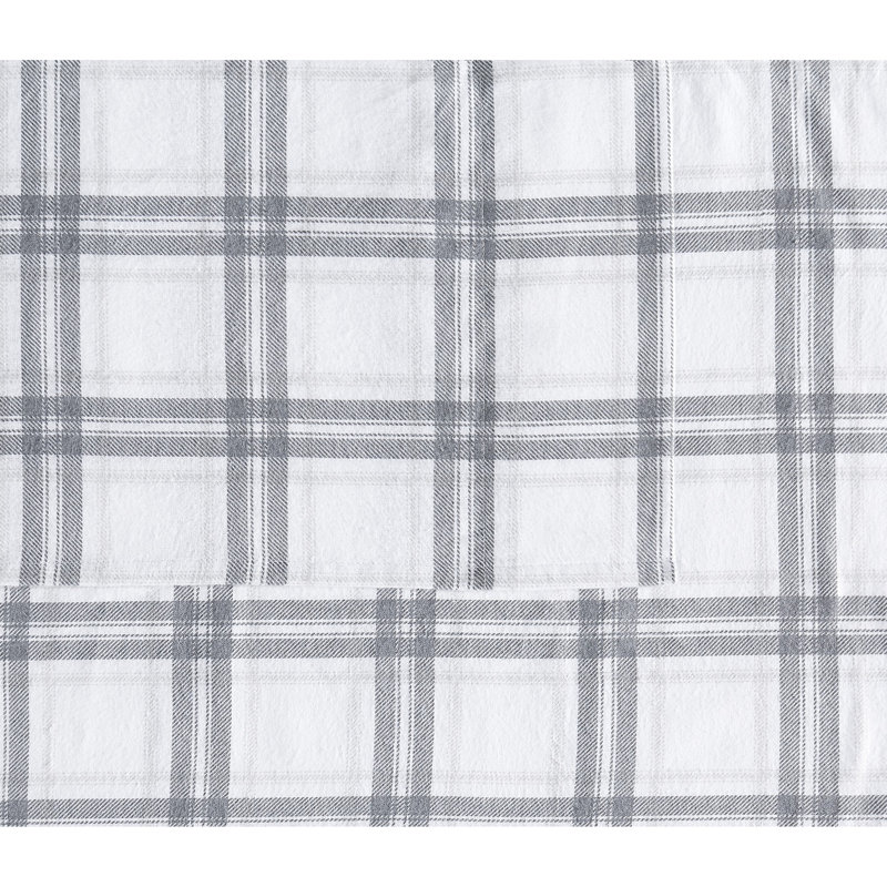 London Fog Classic Cozy Solid Flannel Sheets, Twin Sheet Set + Fitted Sheet + 1 Pillowcase, Plaid, White/Gray