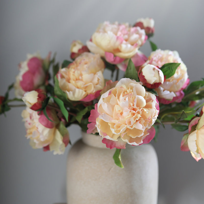 Peony Faux Floral, Yellow, 19.5" H x 5" W