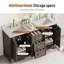 Meuble-lavabo double 60 po avec comptoir en marbre d'ingénierie, lavabo en céramique, dosseret-891513118-891513116