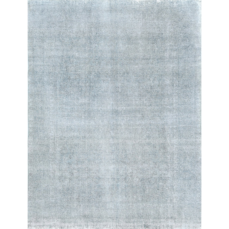 Wool Ombre Area Rug in Green/Light Grey/Light Blue, Rectangle 9' x 12'