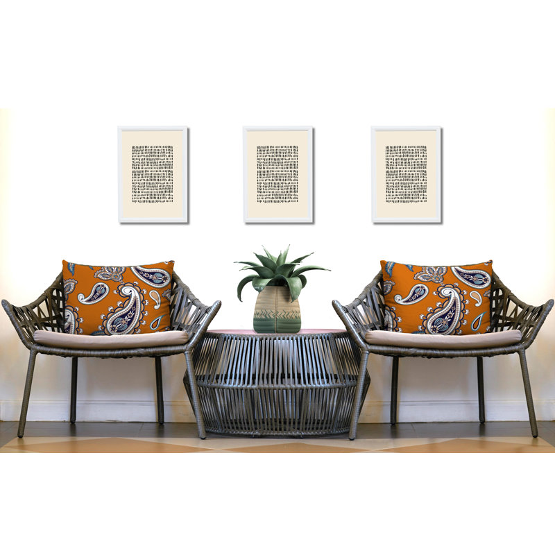 Paisley Outdoor Reversible Throw Pillow, Orange