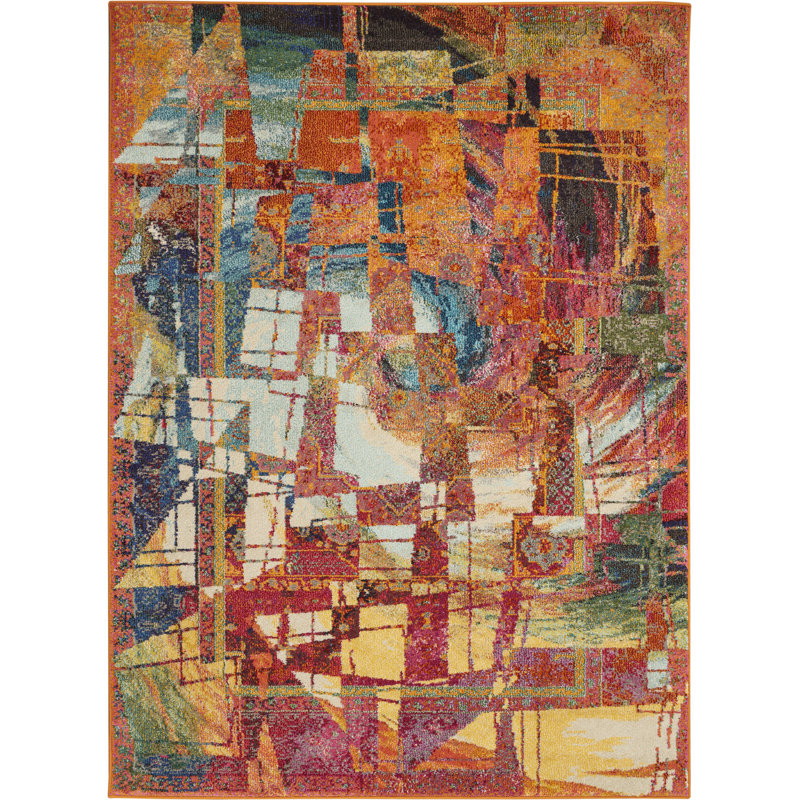 Tapis arc-en-ciel moderne Enoch, Rectangle 3 pi 11 po x 5 pi 11 po