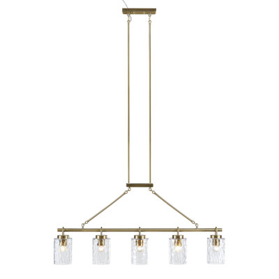 Lustre linéaire à 5 lumières avec abat-jour en verre texturé