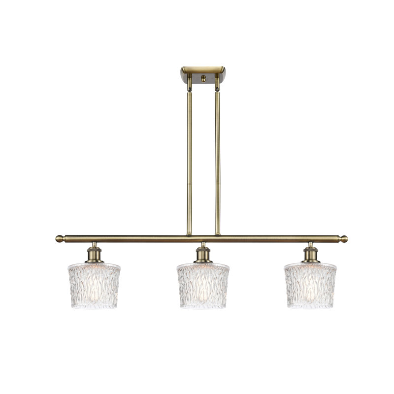 Luminaire suspendu linéaire à 3 lumières pour îlot de cuisine Gwenllian, DEL