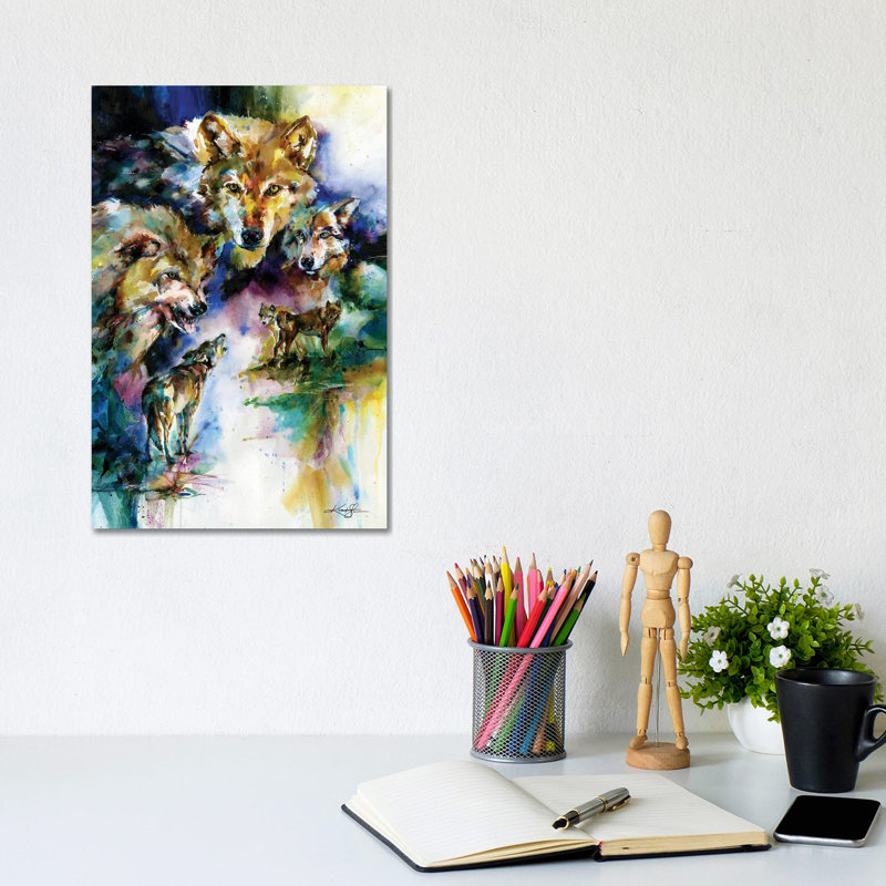 Wolves 1 Piece Wrapped Canvas Painting, 20.32 cm H x 30.48 cm W