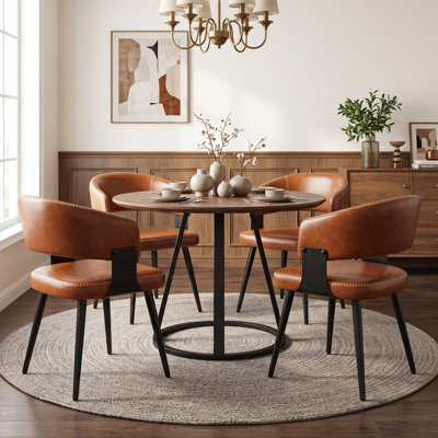 Modern Upholstered Dining Chair with Curved Back and Metal Legs (Set of 4)