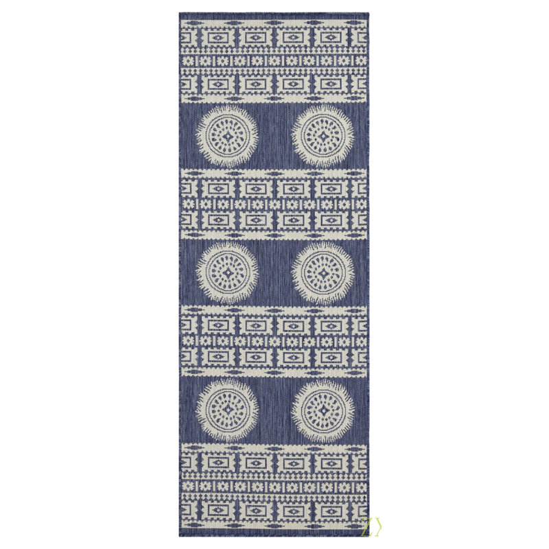 Rayon de soleil 3 po X 7 pi 3 po Tapis intérieur / extérieur, Bleu, Rectangle 5 pi 3 po x 7 pi 3 po