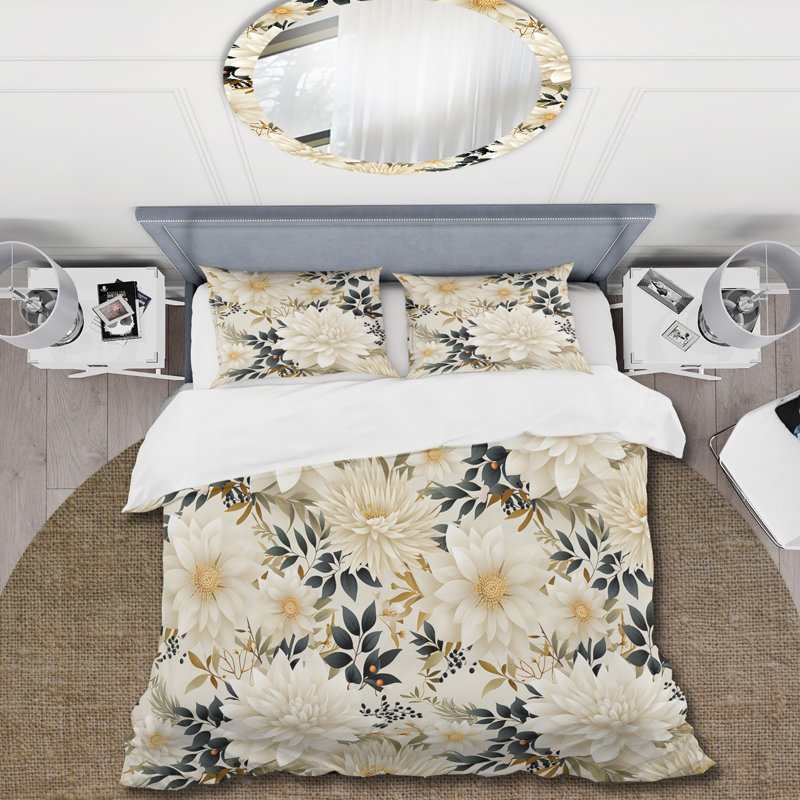 Ensemble de housse de couette Carnation Mandalas, Housse de couette pour très grand lit et 2 très