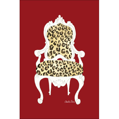 Leopard Chair On Red by Chariklia Zarris - Wrapped Canvas Print