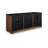Kely Sideboard Credenza, 2 Slatted Doors, Open Cubbies, 66 Inch Brown