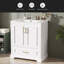 Meuble-lavabo autoportant de 30 po avec lavabo, panneau de fibres à densité moyenne et structure en bois massif, 1 tiroir de séparation et 2 portes à fermeture en douceur (double tablette sur la porte)-1239734815