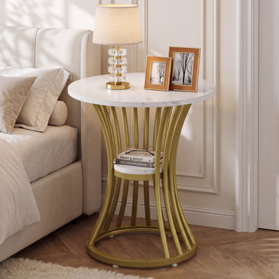 Marble Top Pedestal Round Side Table
