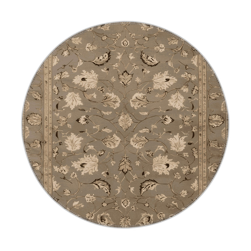 Tapis gris d'intérieur et d'extérieur Tabriz, Rond 5 pi