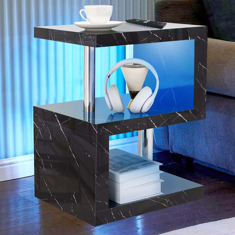 C Table End Table, Black and Marble