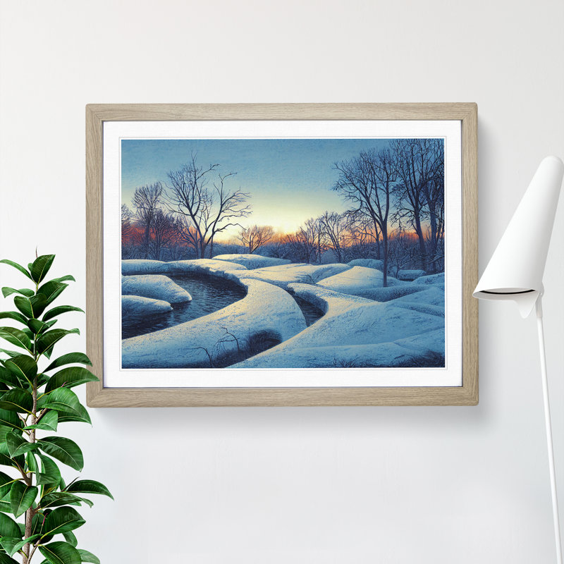 A Fanciful Winter Forest - Single Picture Frame Print, 46cm H x 64cm W x 2cm D, Oak Framed