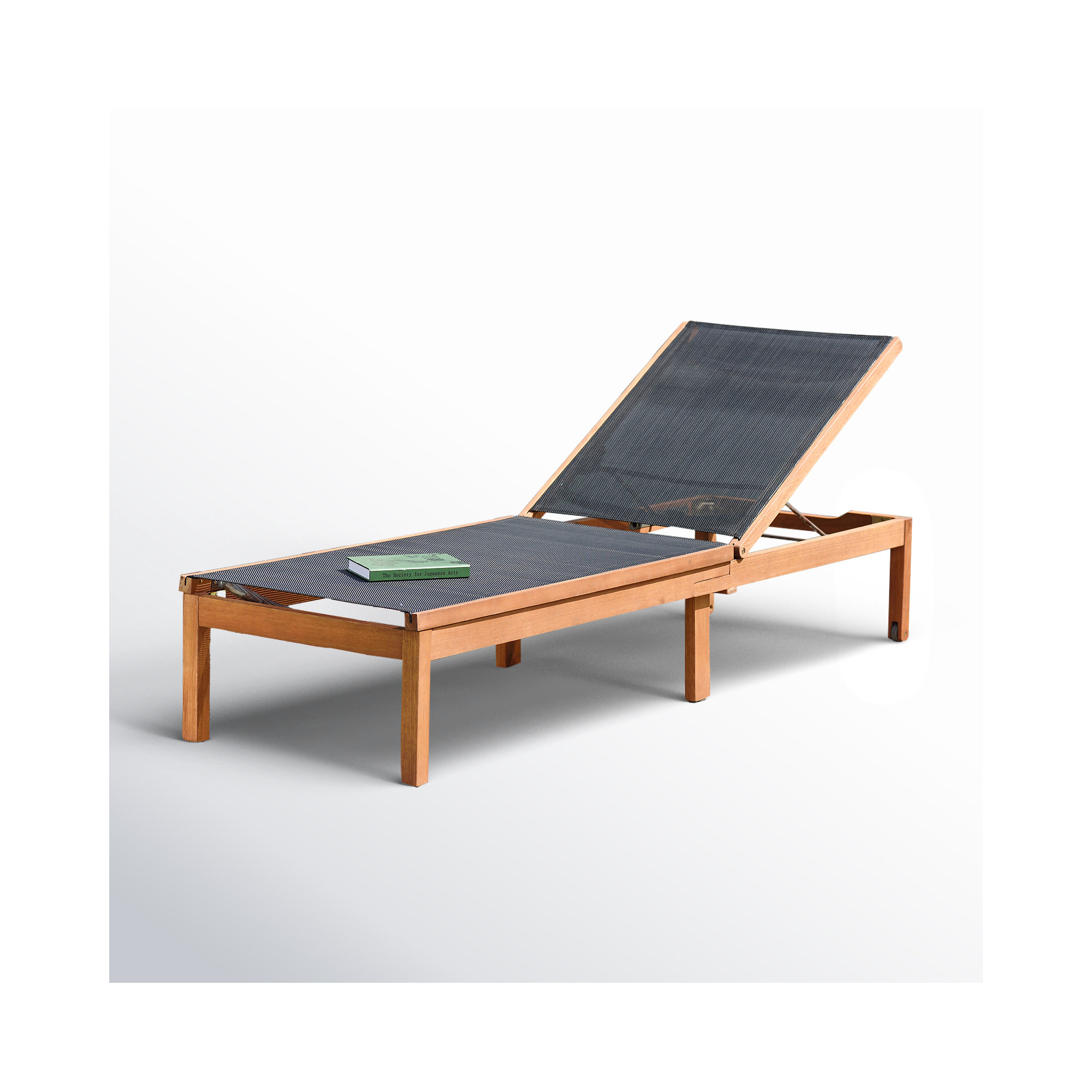 Rafael 23.4'' Outdoor Eucalyptus Chaise Lounge, Black