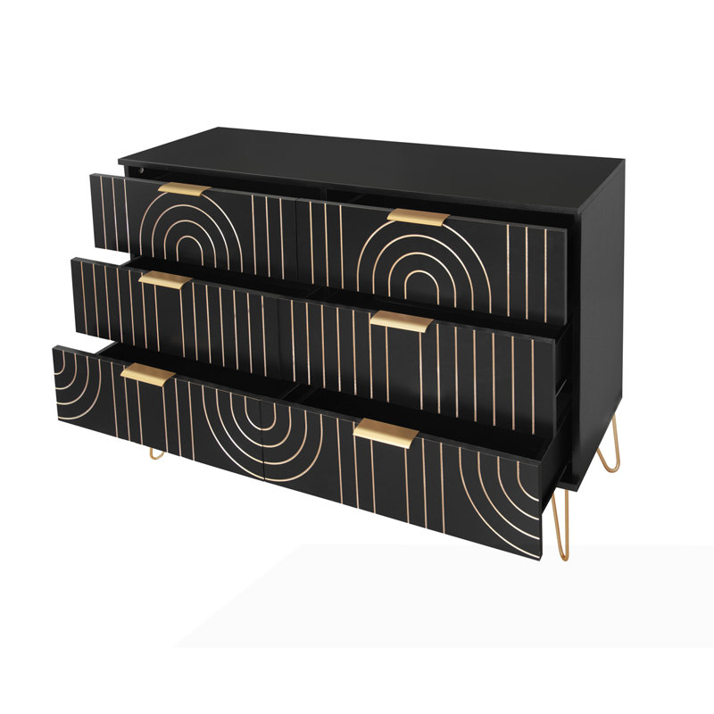 Commode 6 tiroirs Modern, Noir