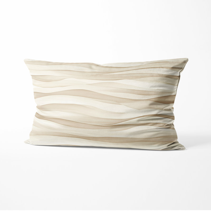 Coussin décoratif à rayures - Coussin à rayures beige, H 12 po x l 20 po